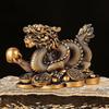 2024 Chinese Zodiac Dragon Statue Model Year of The Dragon Figurine Resin Craft Ornament Attract Wealth & Good Luck Golden/Bronze Dragon Sculpture