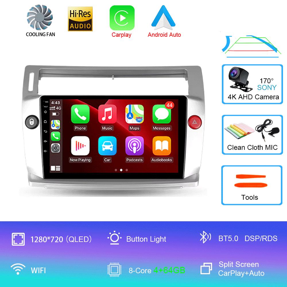Автомобильное радио Android 14 Carplay для Citroen C4 C-Triomphe Quatre 2004-2014 Мультимедиа Видео 2Din DVD Стерео Динамик Аудио Головное Устройство