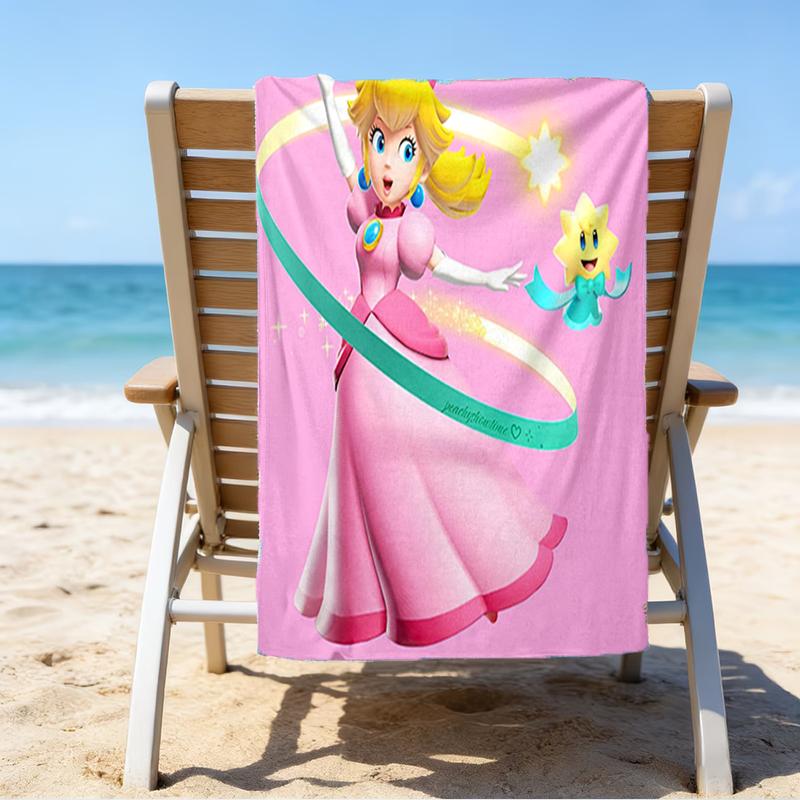 Ultra-Soft Beach Towel with Princess Peach Theme,Ideal for Pool - Camping, Diving - Perfect Travel Essential, Vibrant Beach Towel.