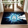 Crystal Velvet Square Rug Custom NameOlympique Marseille FC Pattern Non Slip Home Floor Decor Rug