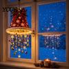 Plush Fabric Holiday Decor Lighted Christmas Ceiling Hanging Decor, Pre-Lit Tree Bell Pendant with Big Warm LED, Porch Doorway Ornament, Indoor