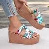 Fashion Women Wedges Slippers Print Thick Bottom Beach Sandals Non-slip Lightweight Comfortable Slippers Slides Women Zapatos De Mujer