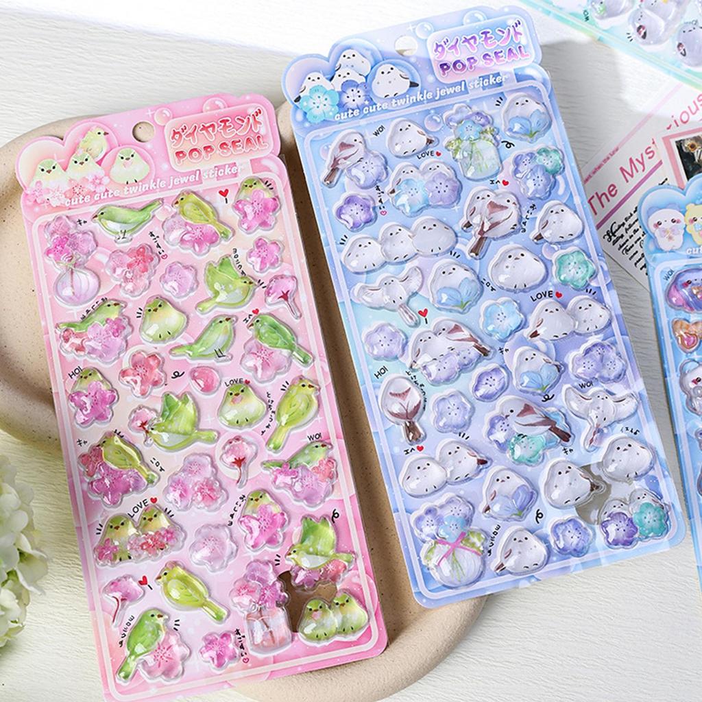 1pc Japanese 3D Embossed Funny Stickers Cartoon Cute Bird Decompressed Decorative Stickers DIY Stickers Notebook Laptop