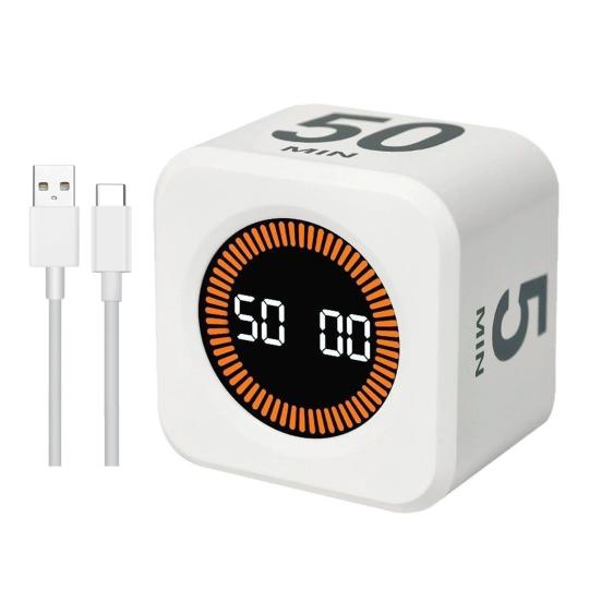 Цифровой кубический таймер Помодоро Визуальный таймер для учебы, фитнеса, обратного отсчета, продуктивности с технологией автопереворота, бесшумной работой, вибрацией