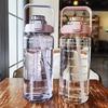 2000ML Large Capacity Water Bottle with Straw Heat-Resistant Leakproof Transparent Portable Lightweight Outdoor Cycling Fitness Sports Travel Drinking