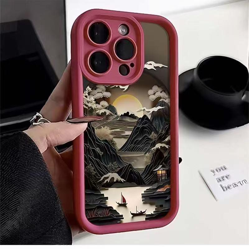 Чехол для iPhone 17/16 Pro Max/15 Pro/14/13 с китайской пейзажной живописью