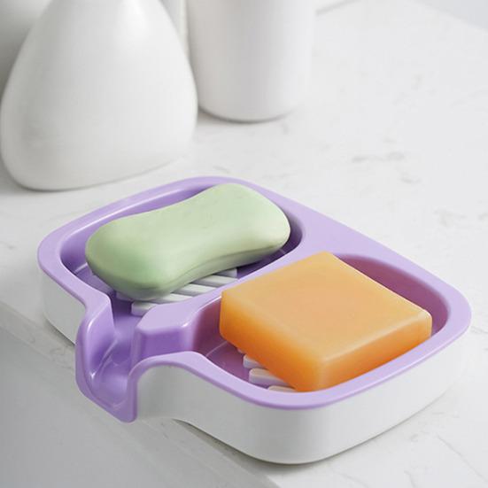 Soap Dish Fast Drainage Dual Compartment Soap Holder Double-layered Soap Storage Box for Home Bathroom