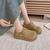Fashion Comfortable Single Shoes Women's Fashion Round Toe Suede Metal Slip Strap Non-Slip Platform Flats