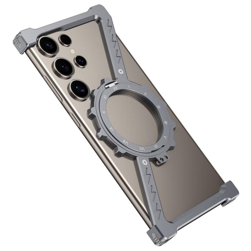 Z Shape Aluminum Alloy Frameless Magnetic Bracket Phone Case For Samsung S25 S24 Ultra S23 Ultra S22 Ultra Shockproof for Magsafe Cover