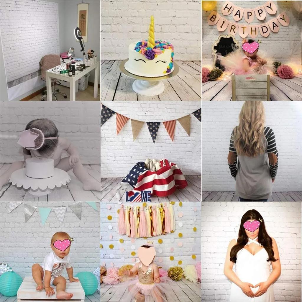 Белая кирпичная стена с деревянным полом Фотофон Виниловый фотофон Ткань Реквизит для фотостудии