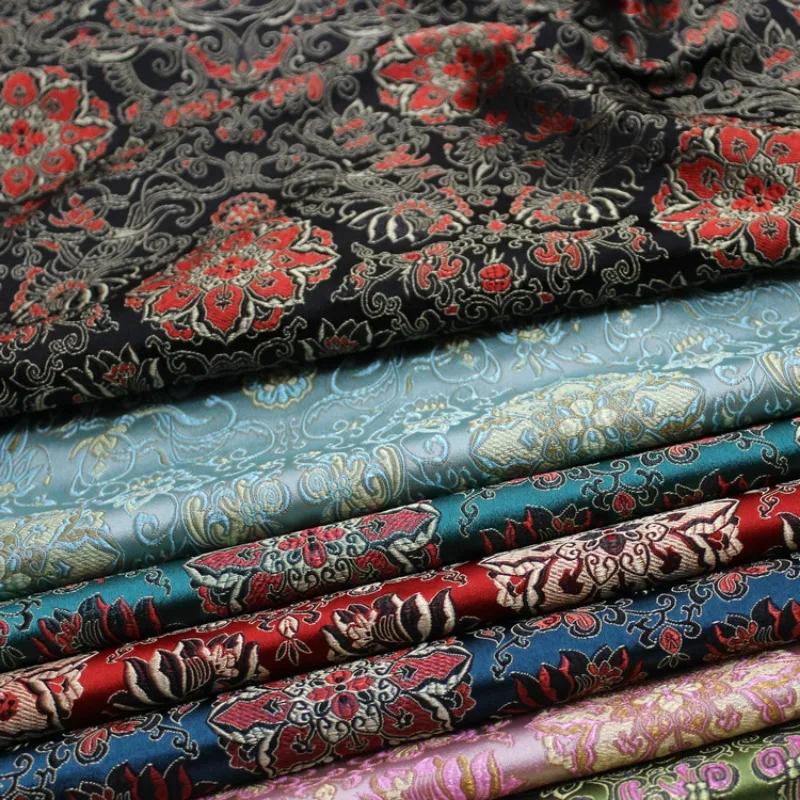 75x100cm Jacquard Floral Style Damask Silk Satin Brocade Fabric Costume Upholstery Furniture Curtain Clothing Material