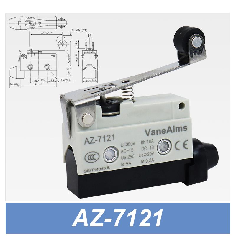 AZ Waterproof Micro Limit switch 10A 250V AZ-7312 AZ-7311 AZ-7121 AZ-7120 Small Roller Lever Travel Switch without fixation