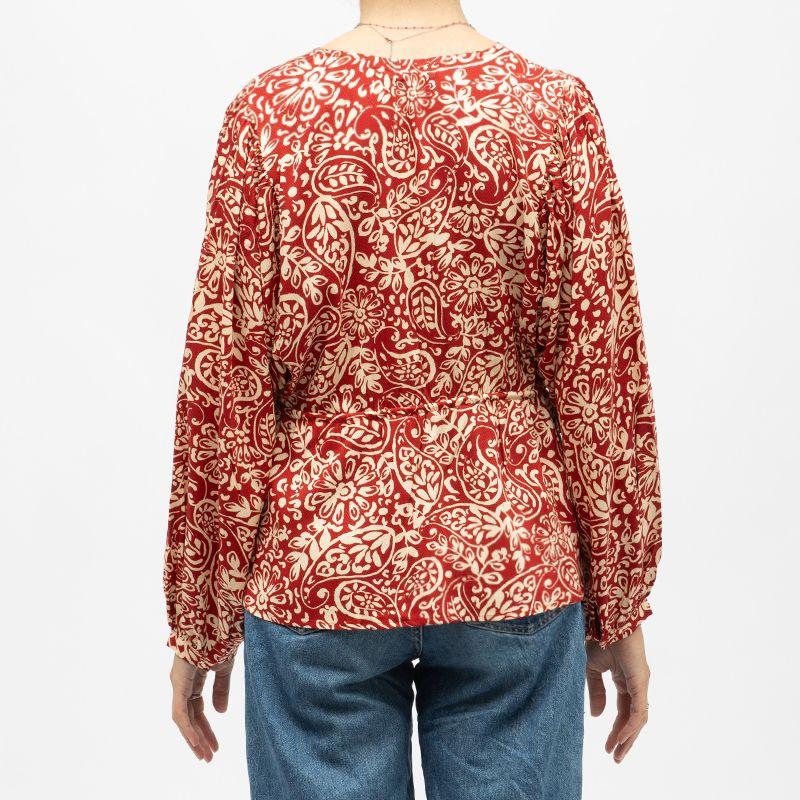 Red V-neck Blouse Paisley Pattern Berenice Woman LA PETITE ETOILE