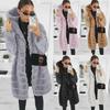 Women's Plus Size Black Plush Hooded Coat - European & American Style, Korean-Inspired, Imitation Mink Fur for Autumn & Winter