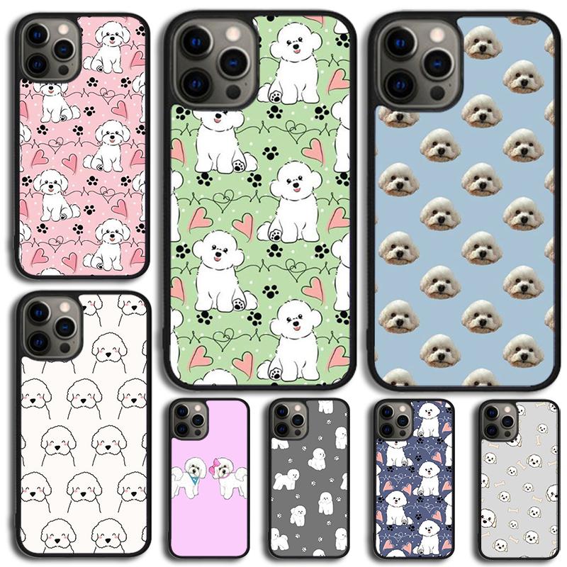 Cute Cartoon Bichon Frise Phone Case For iPhone 17 Air 15 16e 14 13 Pro Max Coque 12 11 Pro Max PLUS cover