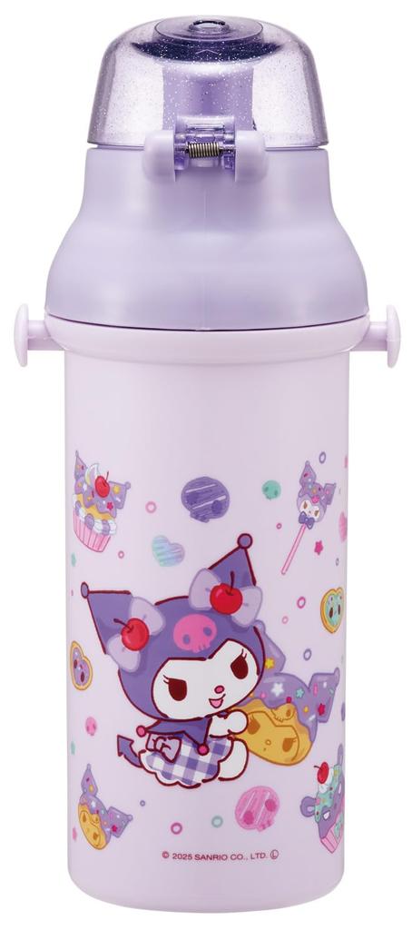 Skater Direct Drinking Water Dishwasher Made In Sanrio Kuromi Fancy Snacks Children's Bottle, Plastic, 480ml, One-Push Opening, Safe, Japan, & Sweets,