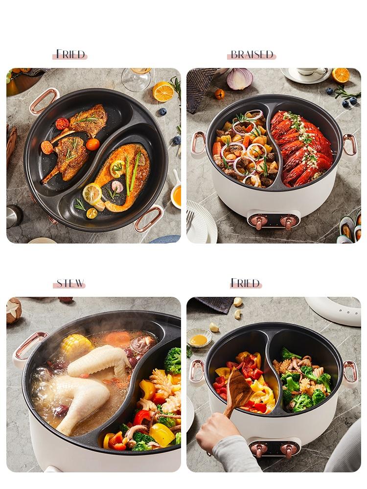 220 В Электрический хот-пот Мультиварка Бытовая антипригарная машина для приготовления пищи Сковорода Кастрюля 5 л Двойной вкус Горшок 3 л Одинарный горшок