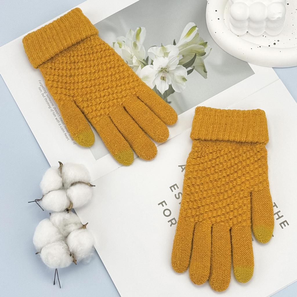New thickened gloves men's and women's autumn and winter warm and cold-proof outdoor riding knitted wool gloves