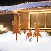 4Pcs/Set Christmas Tree Garden Stake Weather-proof Heavy Duty Outdoor Patio Yard Lawn Metal Elk Silhouette Sign Spike Stick Decoration Ornament