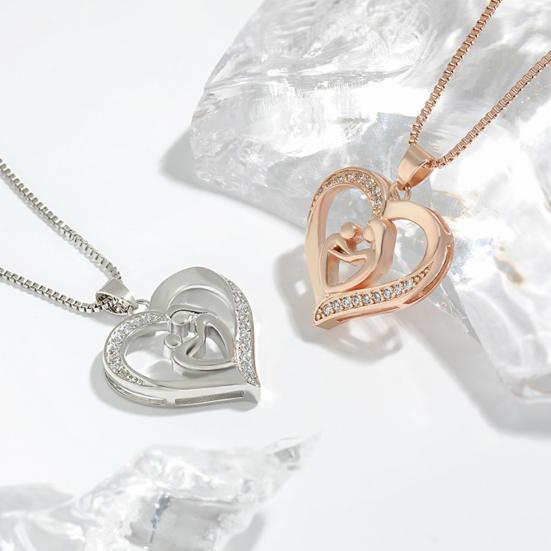 Mother And Daughter Son Love Heart Pendant Necklace Mother's Day Jewelry Gifts for Grandmother Mom Daughter Wife