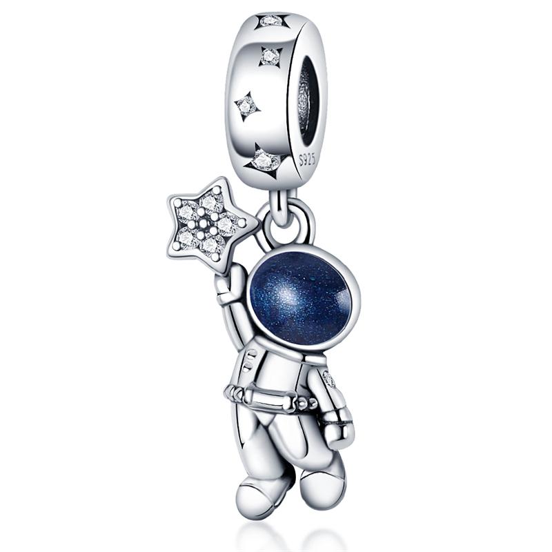 New 925 Sterling Silver Blue Astronaut Beads Fit Original Bracelet Ladies Jewelry DIY Gift Hot Sale High Jewelry