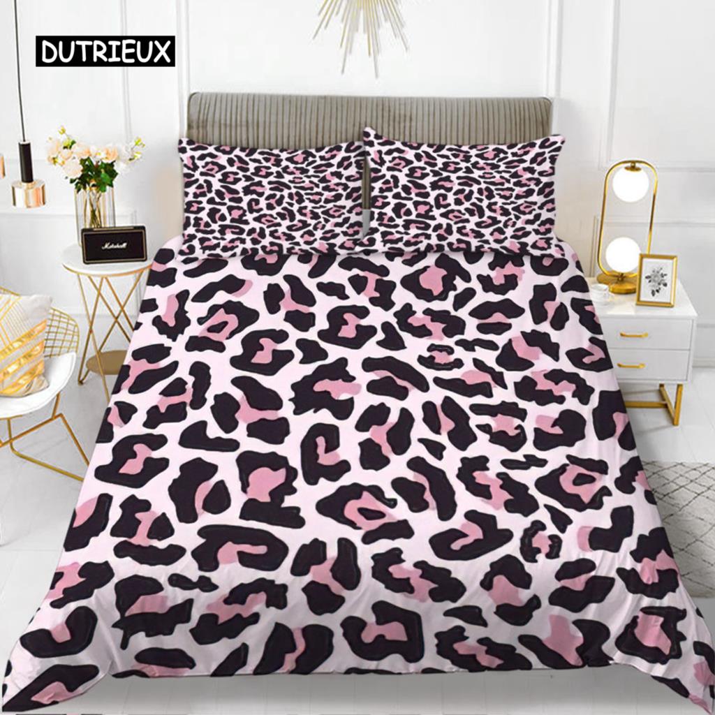 Комплект постельного белья с леопардовым принтом, розовый, шикарный, для девочек, комплект постельного белья с принтом гепарда для мальчика-подростка, полиэстер, наволочка с изображением диких животных