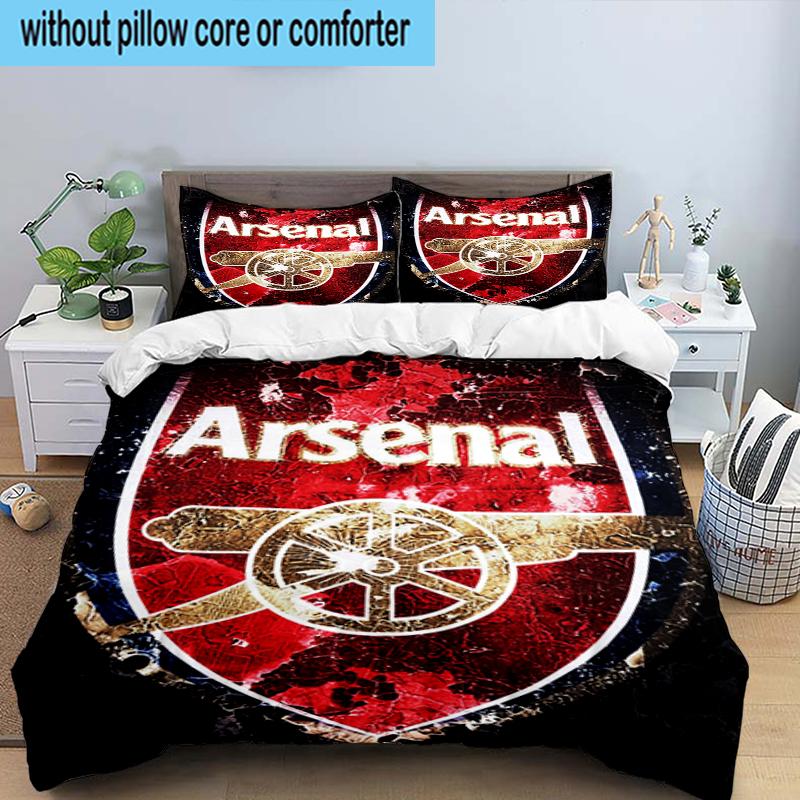 Arsenal Football Club Crest 3PCS Bedding Set 2D Printing (Includes 1 Duvet Cover + 2 Pillowcases Coreless), Bedroom decor,Fan gift