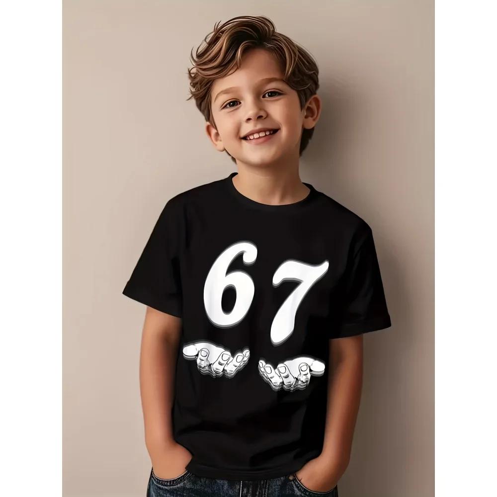 Six Seven Math Jokes Printed Fun Leisure Round Neck Summer Comfortable Children's T-shirt