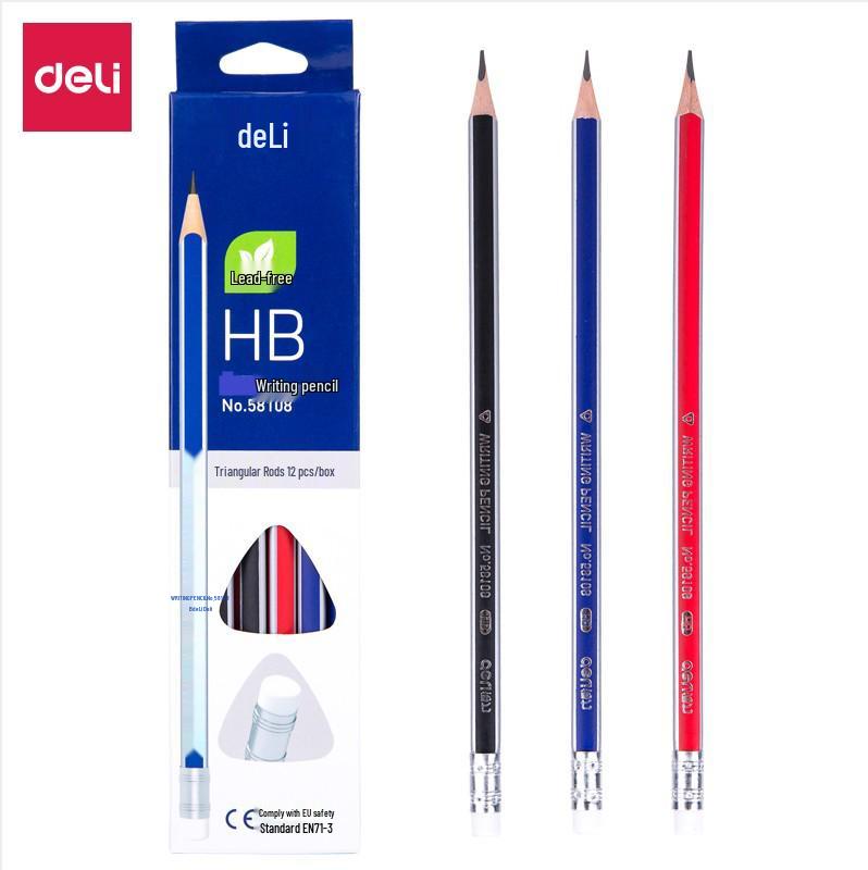 12-Piece Set: Hexagonal Deli 2BHB Cartoon Pencils for Students