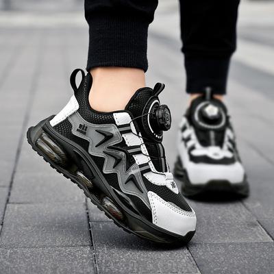 7288 кожаные водонепроницаемые детские спортивные туфли для мальчиков среднего и старшего возраста, мужские новые трендовые повседневные кроссовки с вращающейся кнопкой