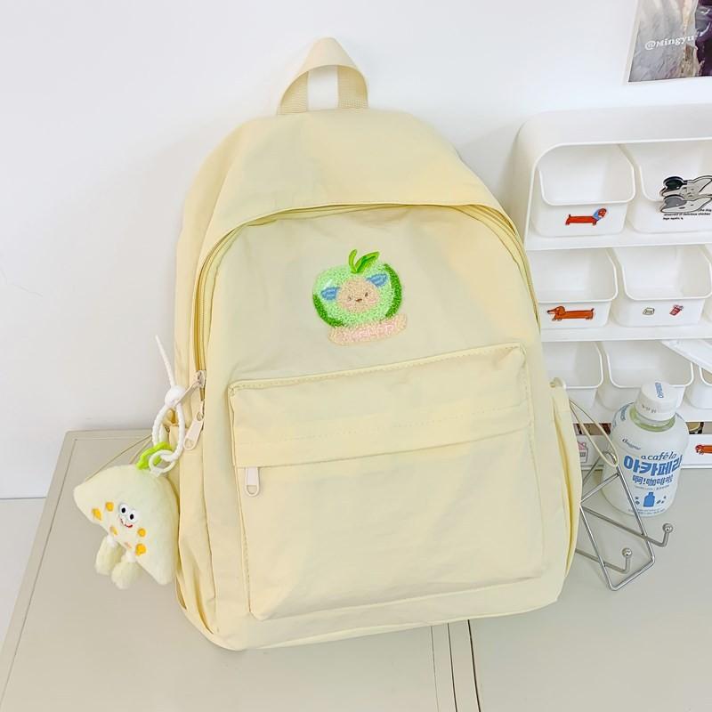 Dopamine Backpack For Middle School Students With Solid Color And Cartoon Bear Decor For School Use