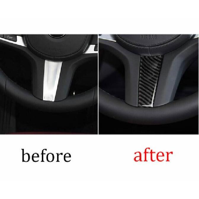Real Carbon Fiber Steering Wheel Cover Trim For BMW 5 Series G30 2018- 1PCS