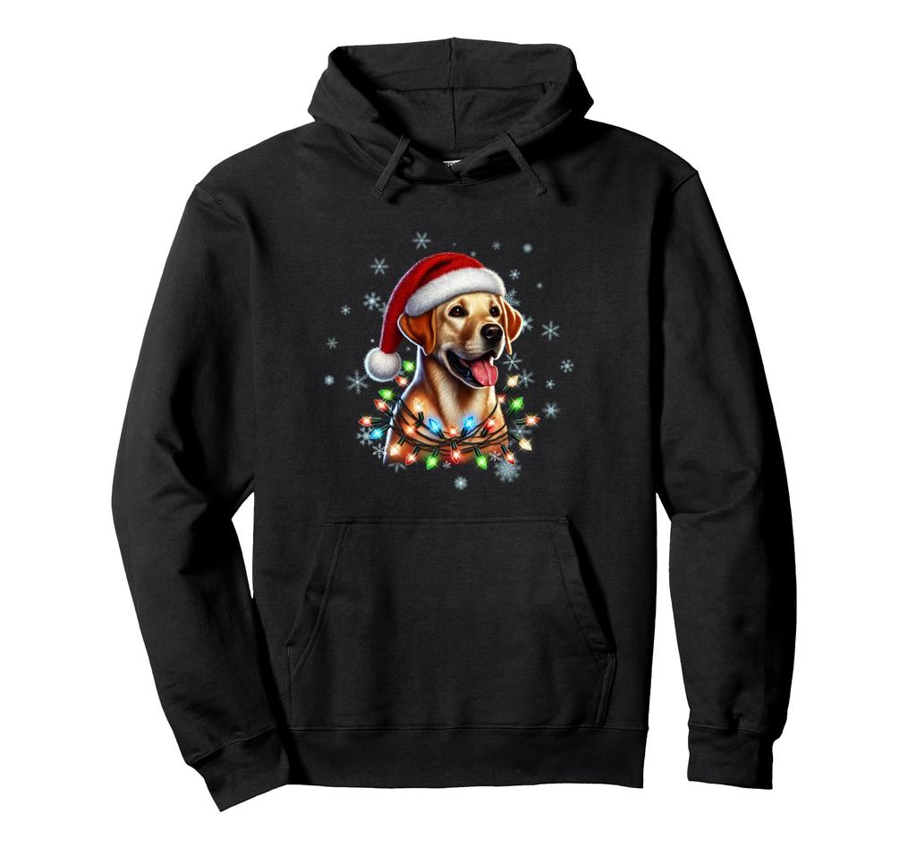Cute Santa Bird Cozy Christmas Golden Retriever with Santa Hat Hoodie
