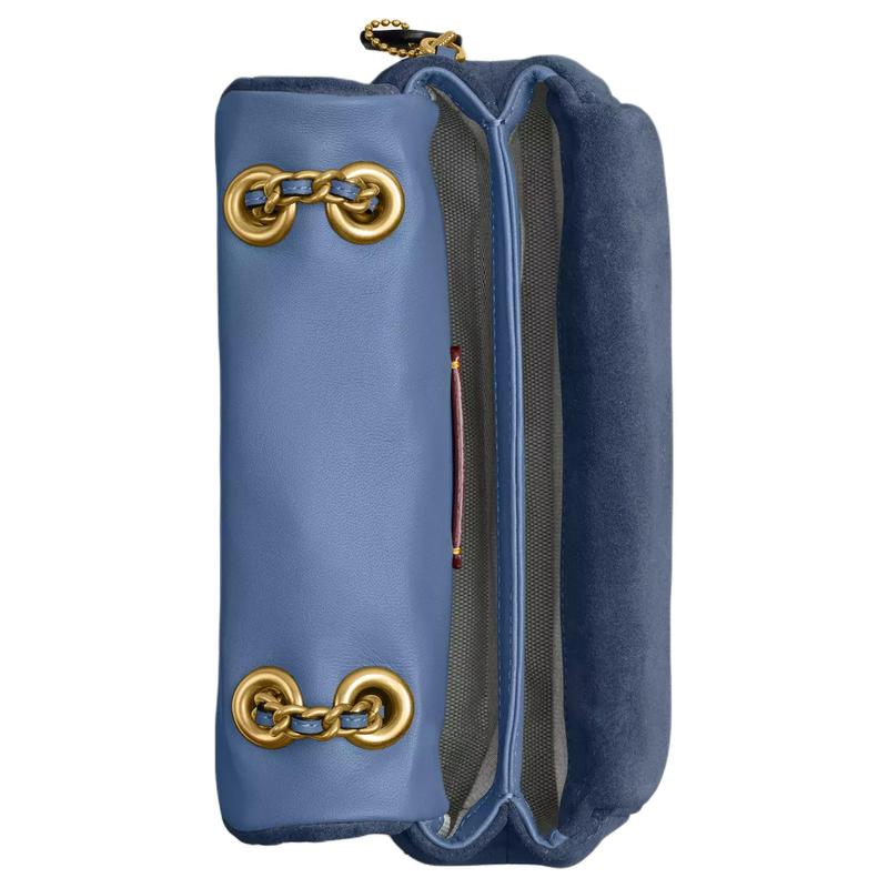 COACH Tabby 20 Quilted Signature Hardware Suede and Smooth Leather Shoulder Crossbody Bag Small Women's Denim