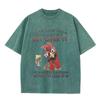 2026 Vintage Washed Beige Funny Chicken With Wine Glass Graphic T Shirt Retro Letter Animal Print Oversized Casual Short Sleeve