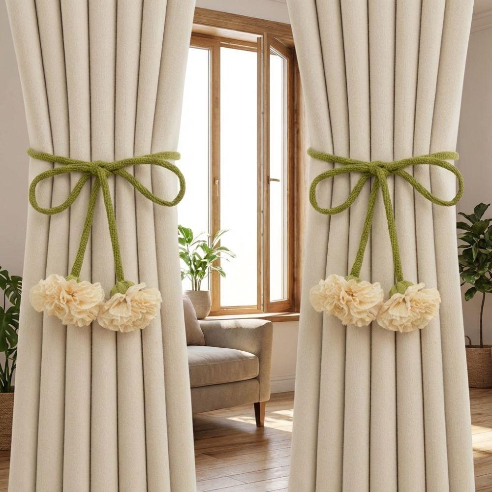 Adjustable Flowers Curtain Straps Decorative Carnation Curtain Tie Rope Curtain Buckle Bedroom