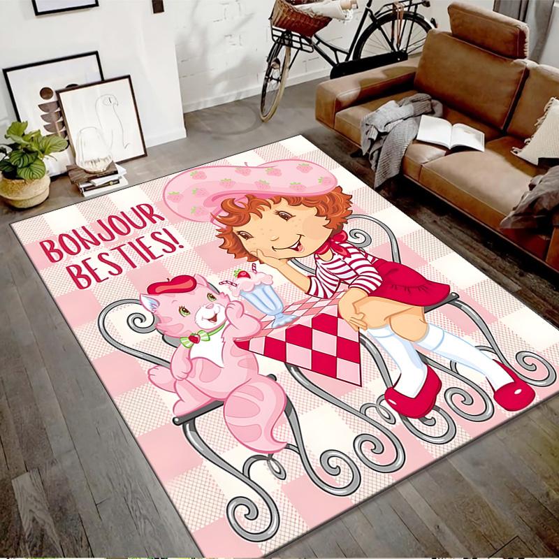 1pc Strawberry Princess1 Design Printed Area Rug Carpet for Bedroom Living Room Home Decor Rugs Mat Non Slip Mat Rug for Bedside
