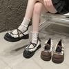 Fashion Comemore Brown Retro Thick Bottom Loafers New Spring and Autumn Round Toe Shallow Bow Lace Mary Jane Shoes Casual Platform Pumps