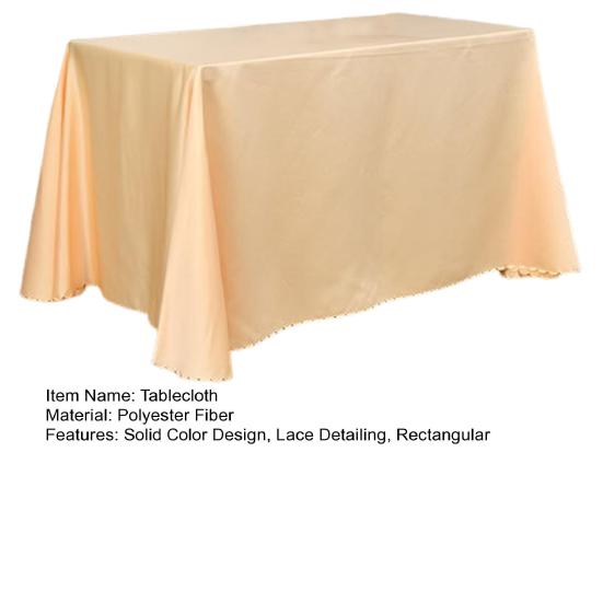 Solid Color Design Wrinkle-Resistant Lace Detail Conference Room Table Cover