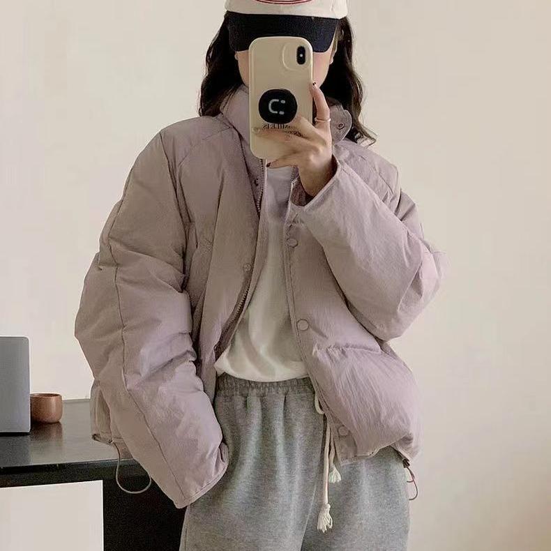 Пуховая хлопковая куртка, женская короткая маленькая однотонная модная куртка для хлеба, теплая зимняя хлопковая куртка