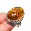 Ювелирное кольцо ручной работы с балтийским янтарем, посеребренное серебро 925 пробы, размер 7