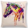 Watercolor Animals Cushion Cover Portrait Head Bighorn Lion Leopard Tiger Bear Eagle Horse Dogs Home Sofa Throw Pillow Case