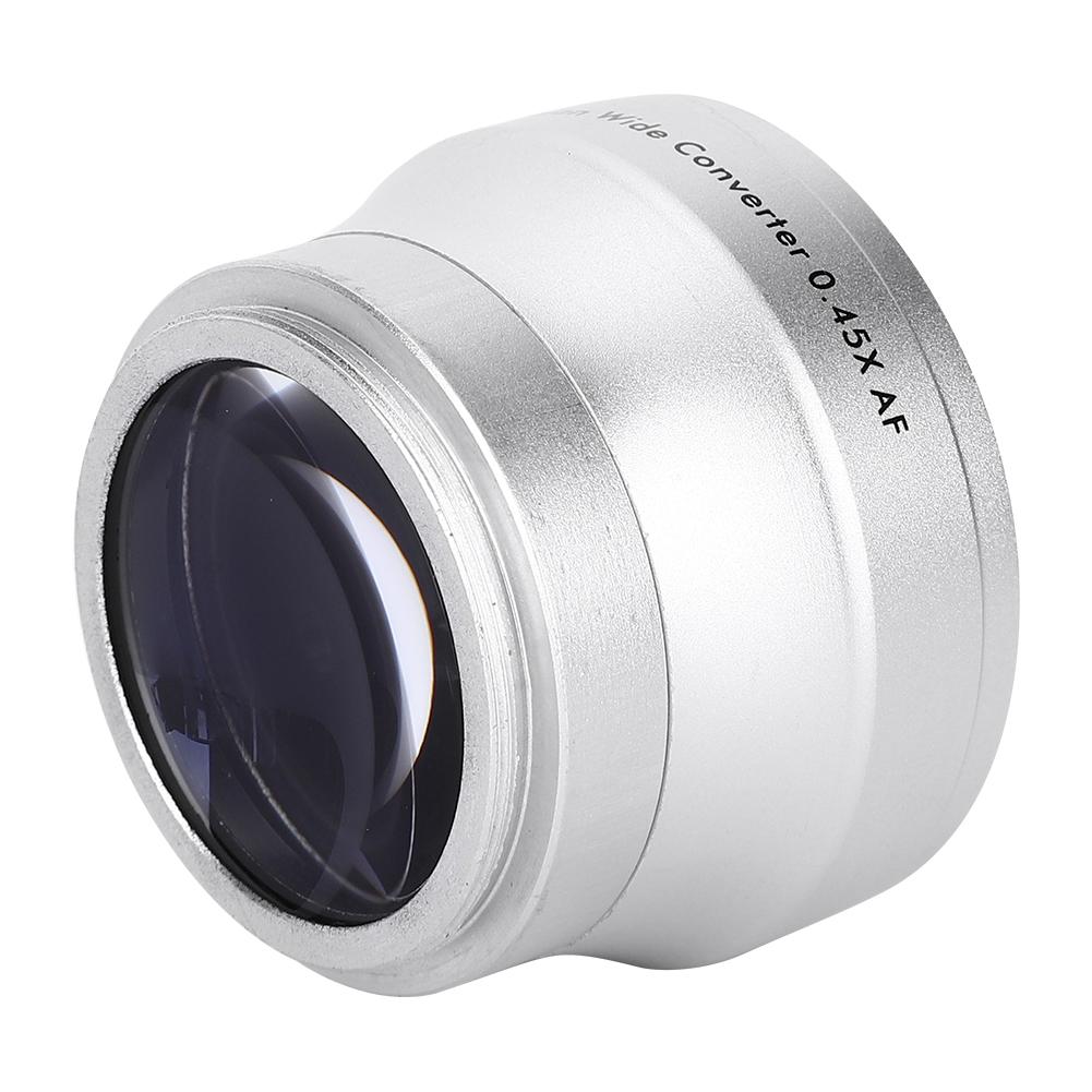 0.45X Silver Optical Glass Camera Wide Angle Magnification Additional Lens for 37mm Camera Lenses