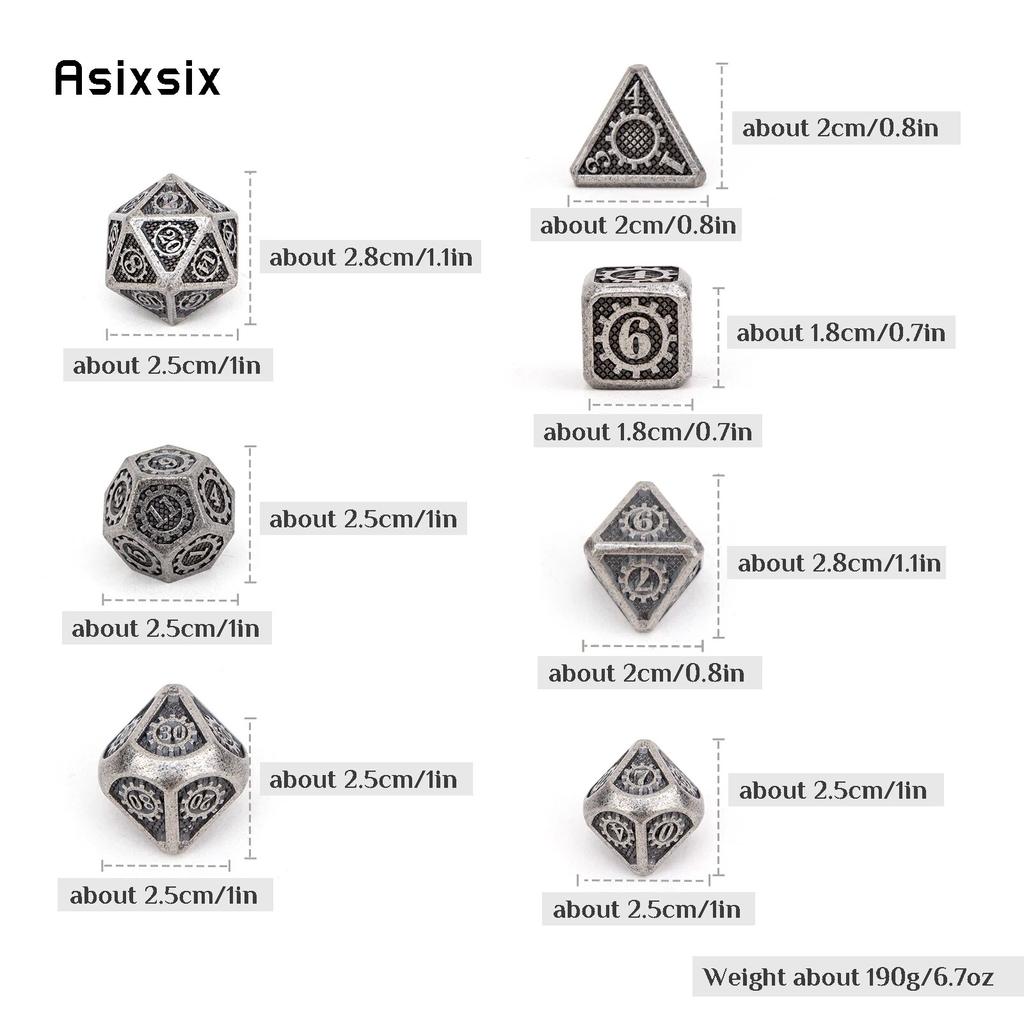 7 шт., черные шестерни, металлические кубики, набор твердых металлических многогранных кубиков, подходящий для ролевой игры, настольной игры, карточной игры