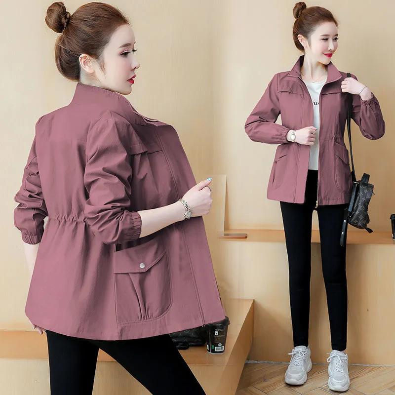 Женские куртки, новые, весна-осень, с длинными рукавами, повседневная, спортивная, верхняя одежда, женская, базовая, с лацканами, ветрозащитный кардиган, ветровка