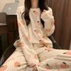Cute Sweet Autumn and Winter Pajamas for Women 2022 New Coral Velvet Warmth and Thickened Long-sleeved Home Clothing Set