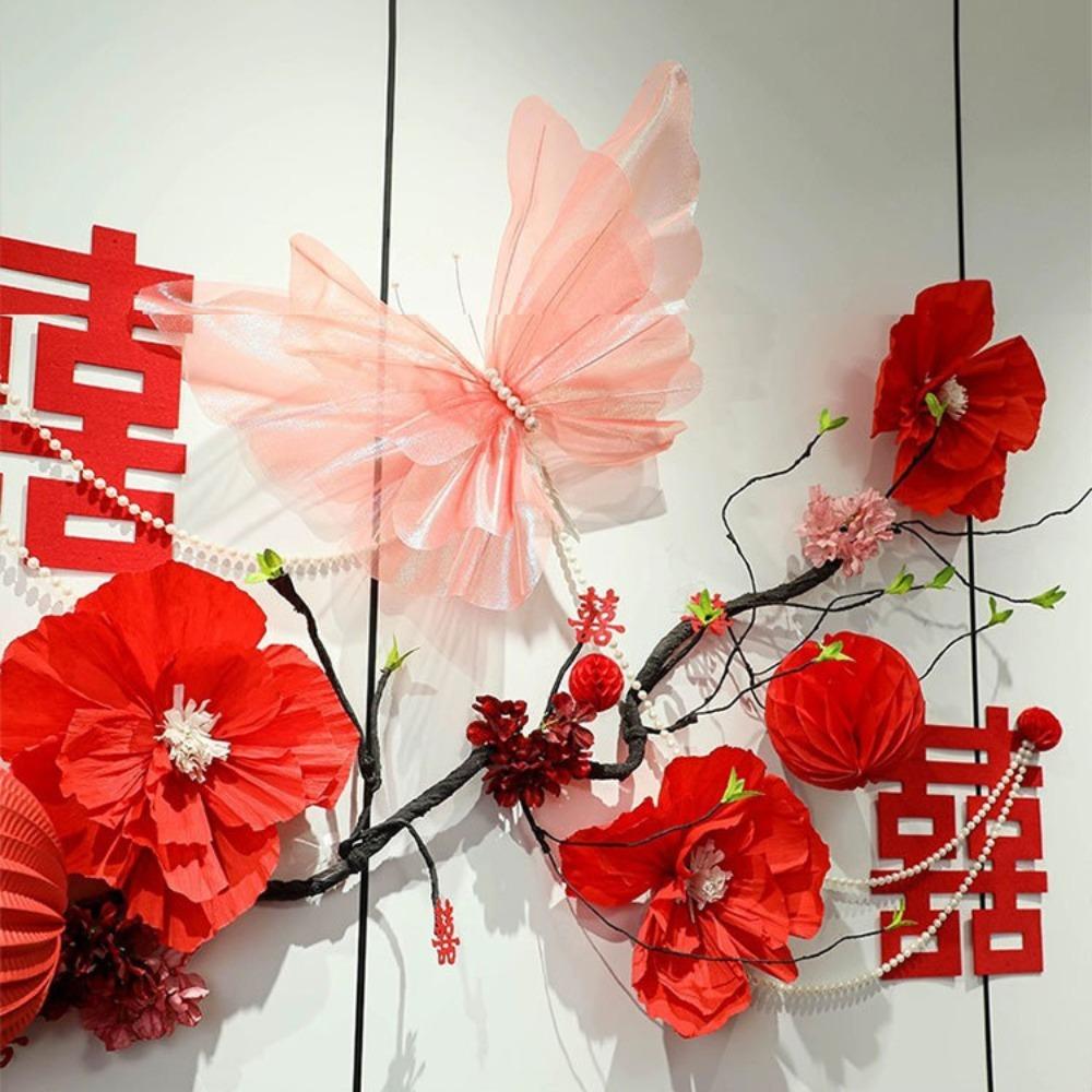 Colorful Artificial Butterfly Flowers Silk Photography Props NEW Flower Head Wall