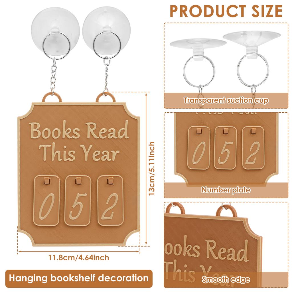 Books Read This Year Counter Sign Hanging Bookshelf Decor Plastic Bookish Enduring Counters for Library Home Book Lovers