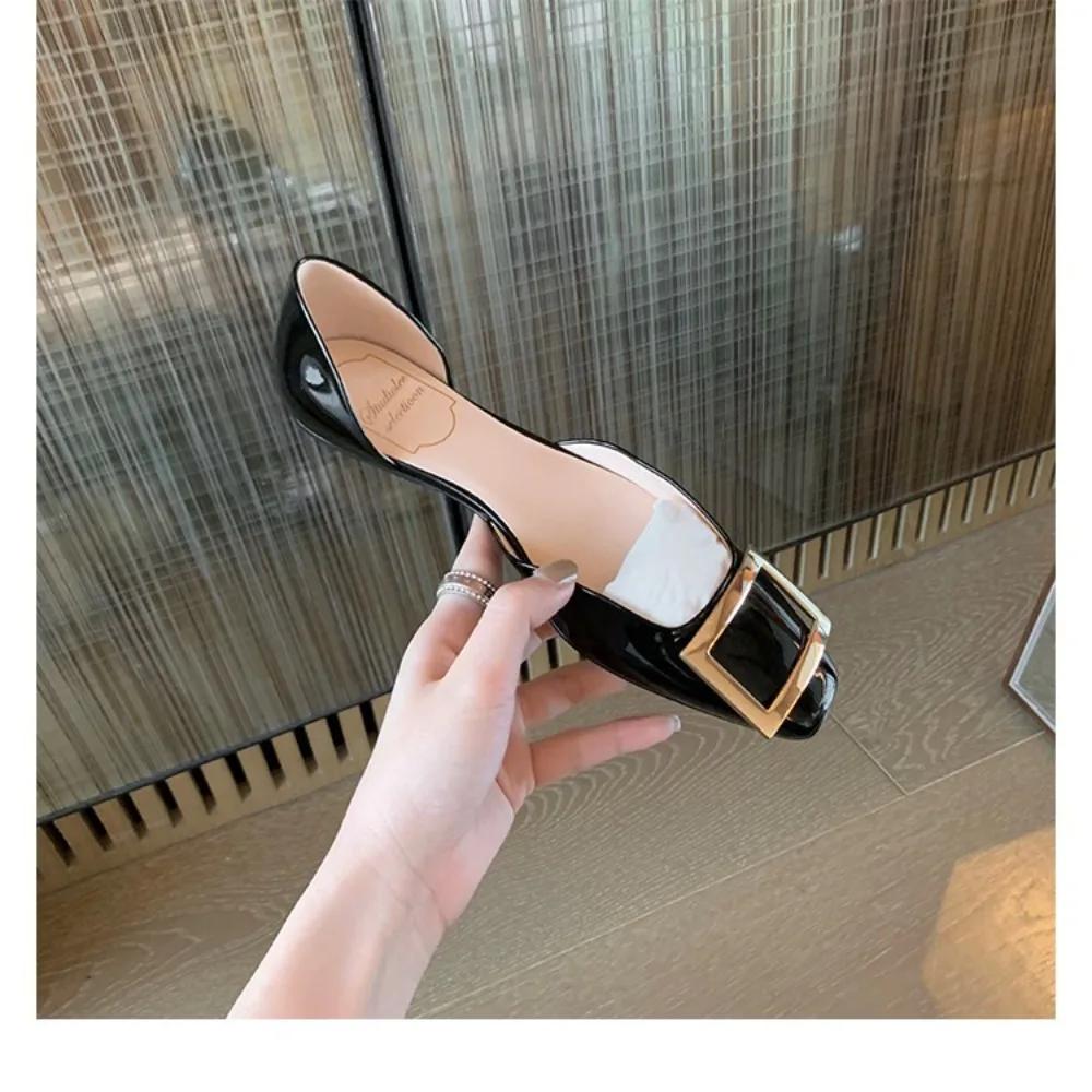 Босоножки Низкий каблук Квадратный носок Каблуки для женщин Офисная обувь Низкий каблук Удобная обувь Кожаная обувь Небольшой каблук