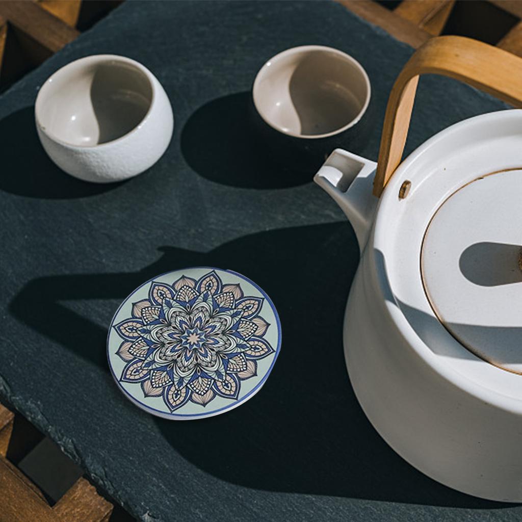 6 шт./компл. цветная круглая керамическая подставка под кофейный напиток чай чашка коврик для столовых приборов праздничный креативный коврик для стола в виде мандалы украшение 10 см